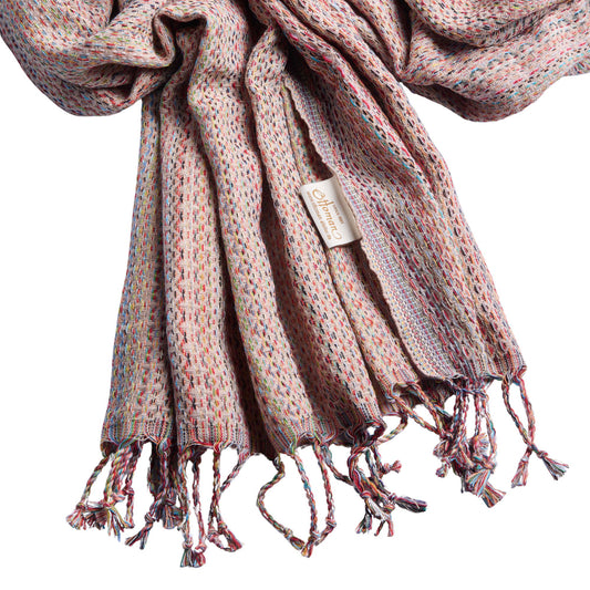 Hamamtuch Ala aus 100 % Baumwolle, 175 × 100 cm, in Beige, ausgebreitet dargestellt