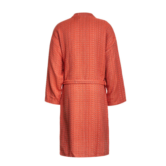 Rückseite des Bademantel Jasmin aus 100 % Baumwolle in Orange
