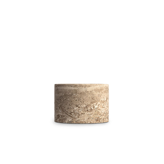 Travertin-Behälter Arinna in Noce aus 100 % Travertin, Seitenansicht, Höhe 5 cm, Breite 10 cm, Tiefe 6 cm