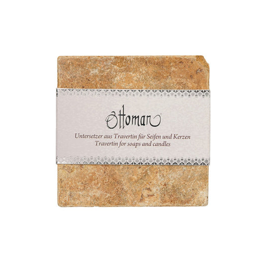 Quadratische Travertin-Ablage Gold aus 100 % Travertin, 10 × 10 cm