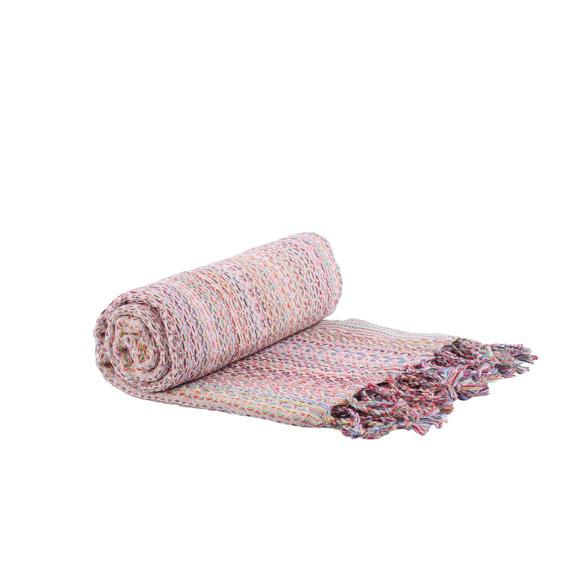 Hamamtuch Ala aus 100 % Baumwolle, 175 × 100 cm, in Beige, gerollt dargestellt