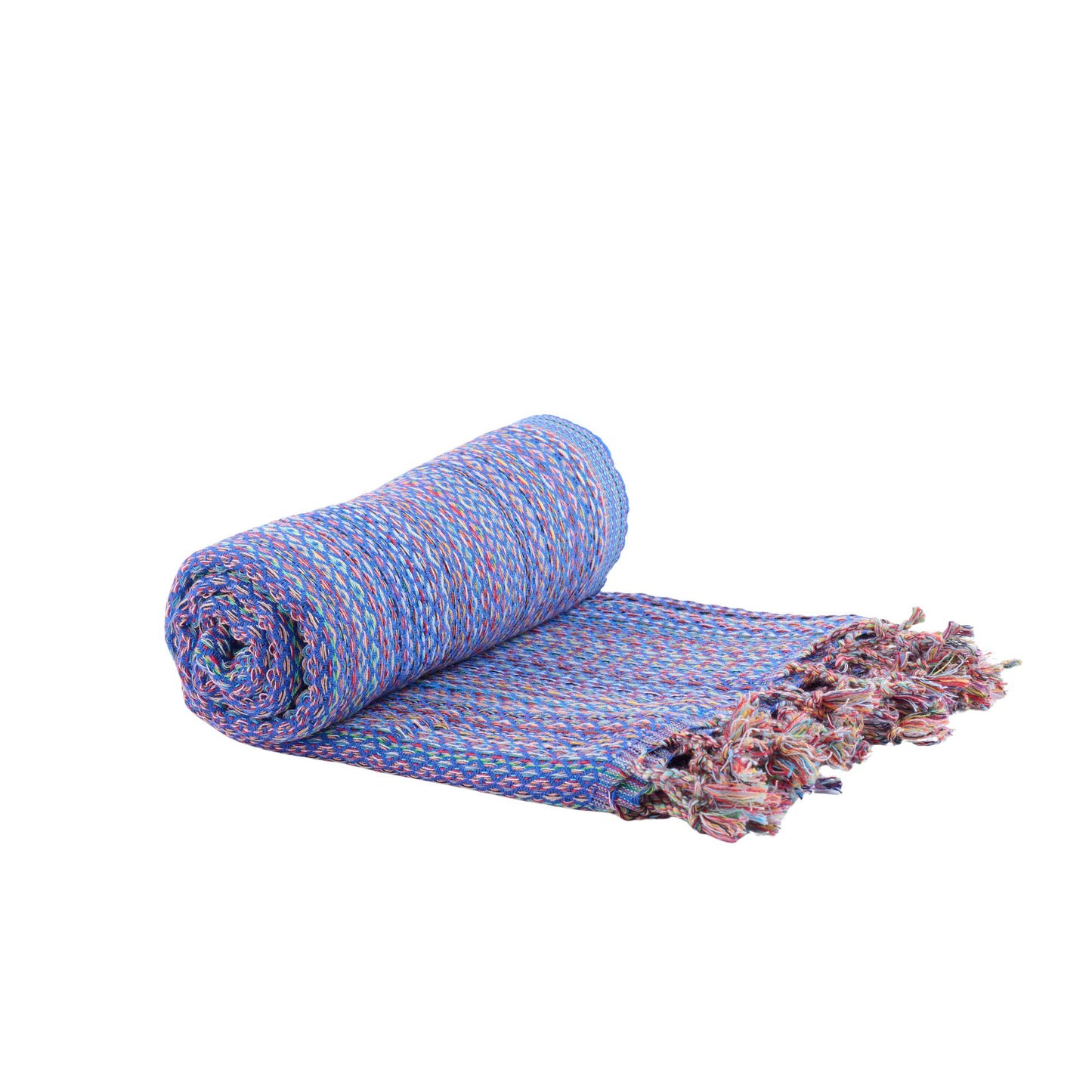 Hamamtuch Ala aus 100 % Baumwolle, 175 × 100 cm, in Blau, gerollt dargestellt