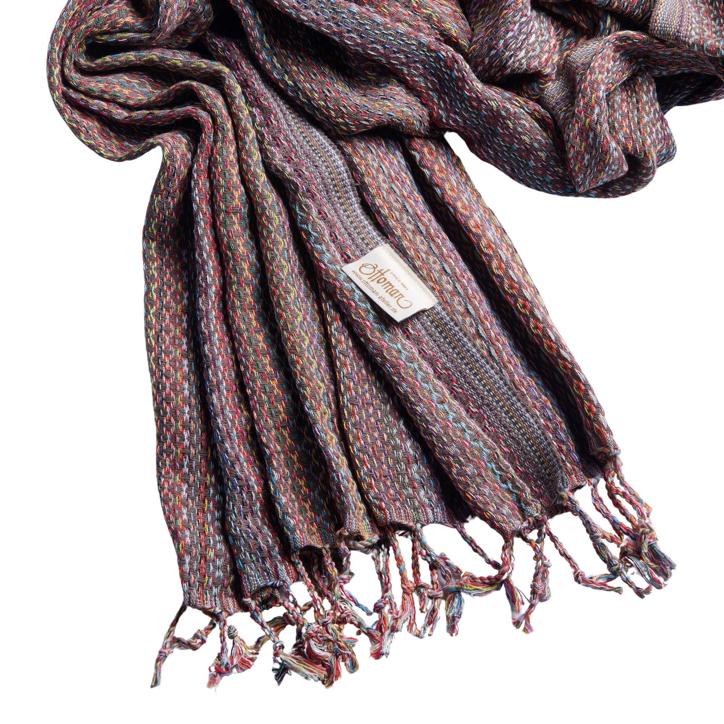 Hamamtuch Ala aus 100 % Baumwolle, 175 × 100 cm, in Braun, ausgebreitet dargestellt