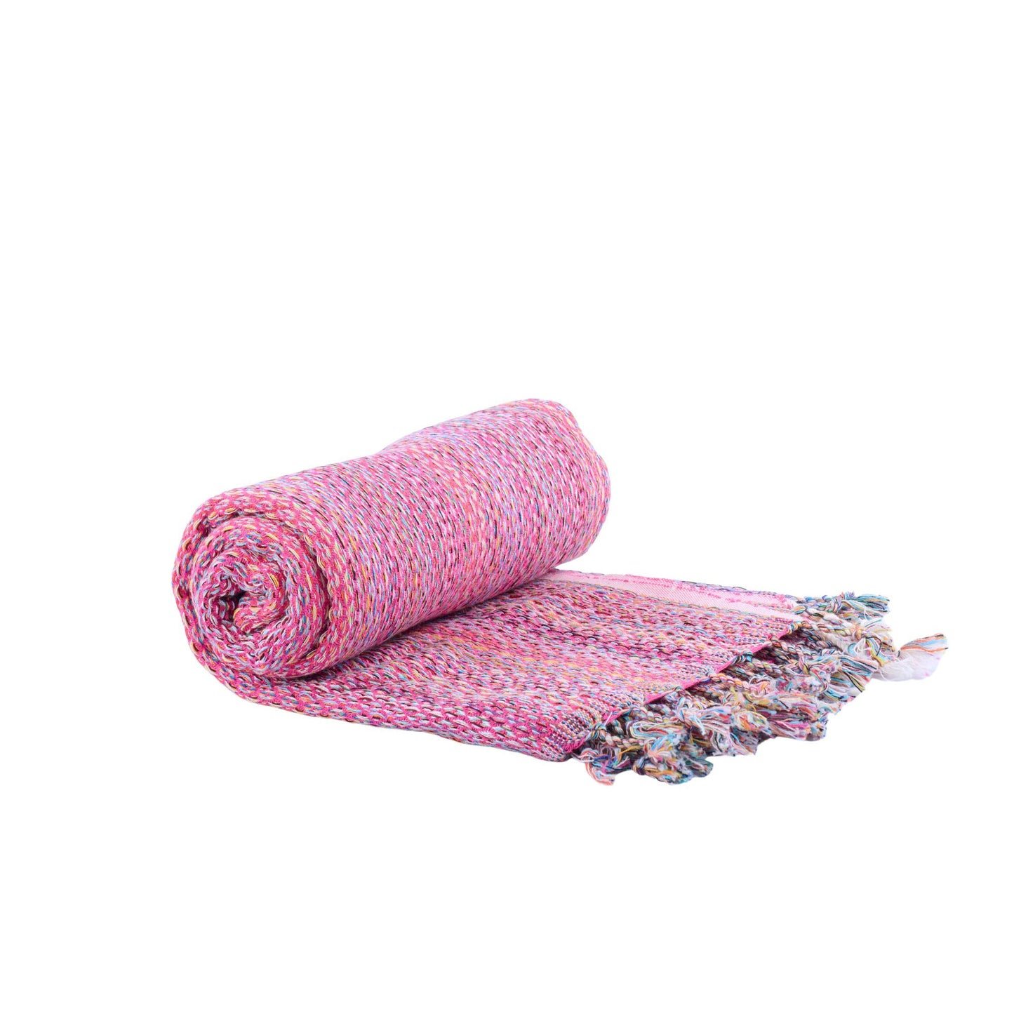 Hamamtuch Ala aus 100 % Baumwolle, 175 × 100 cm, in Pink, gerollt dargestellt
