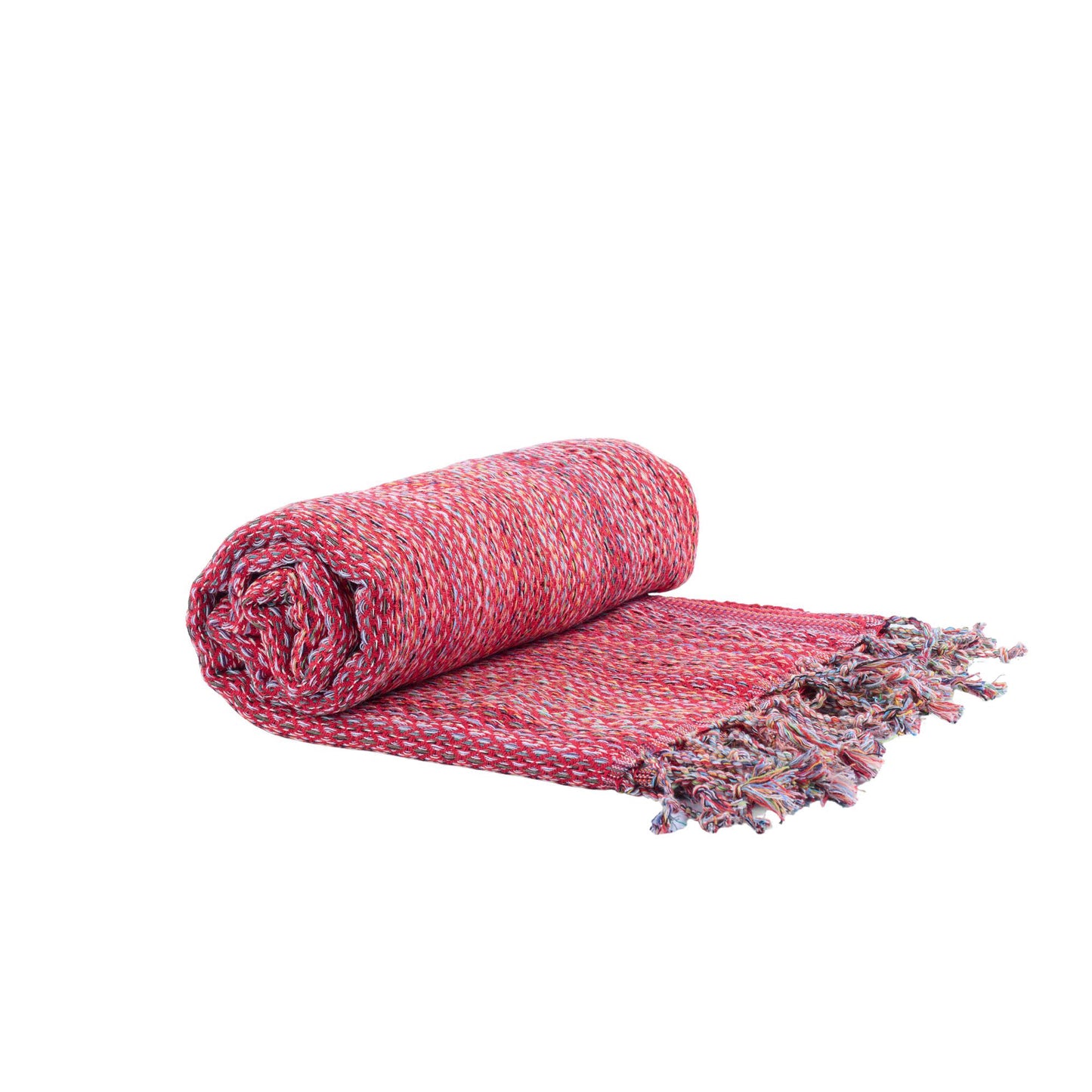Hamamtuch Ala aus 100 % Baumwolle, 175 × 100 cm, in Rot, gerollt dargestellt