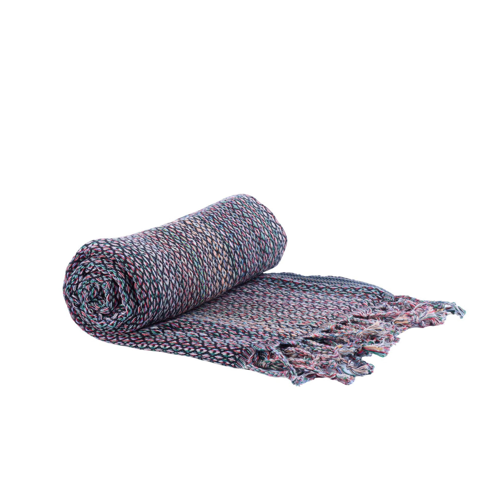 Hamamtuch Ala aus 100 % Baumwolle, 175 × 100 cm, in Schwarz, gerollt dargestellt