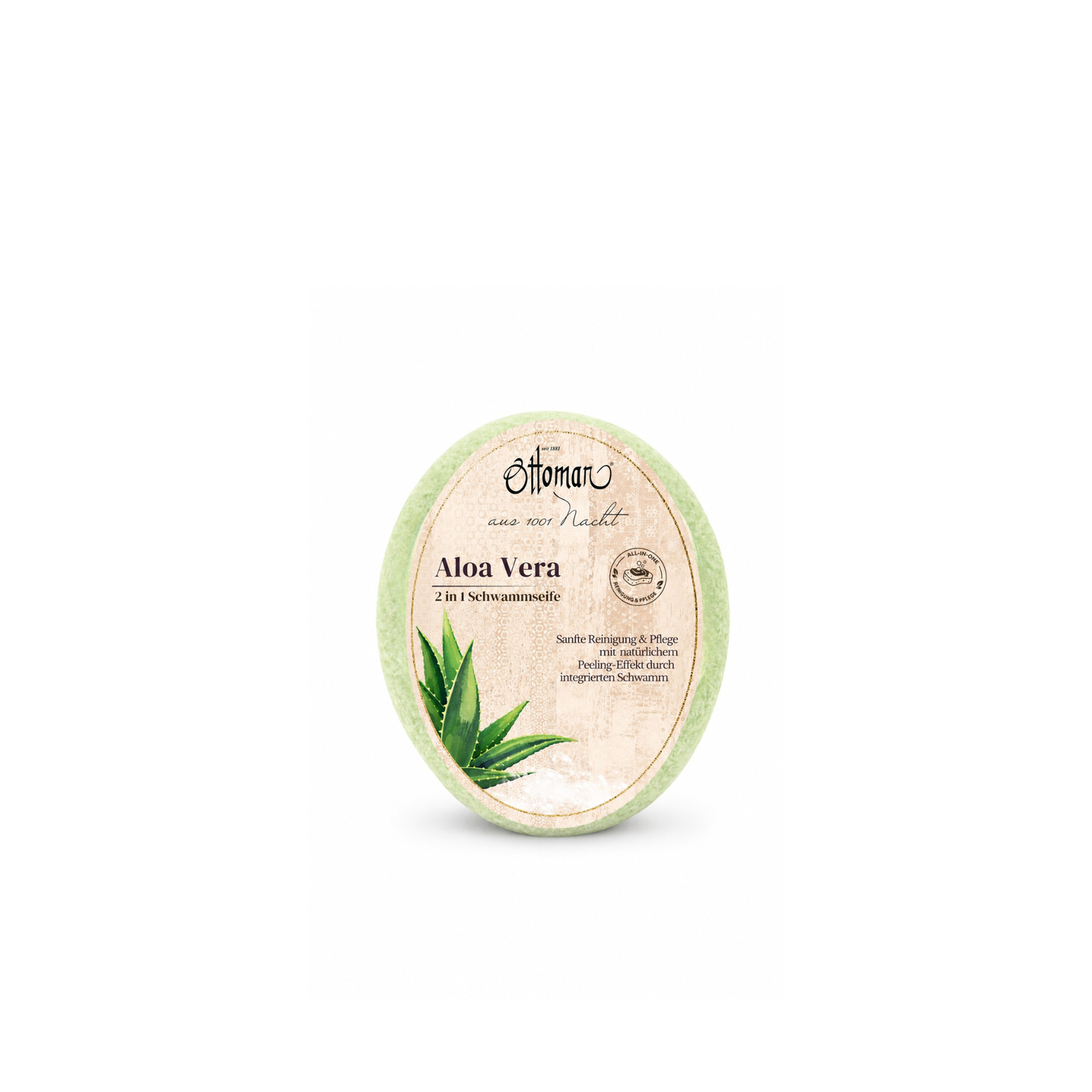 Körperseife-Aloe Vera mit integriertem Schwamm