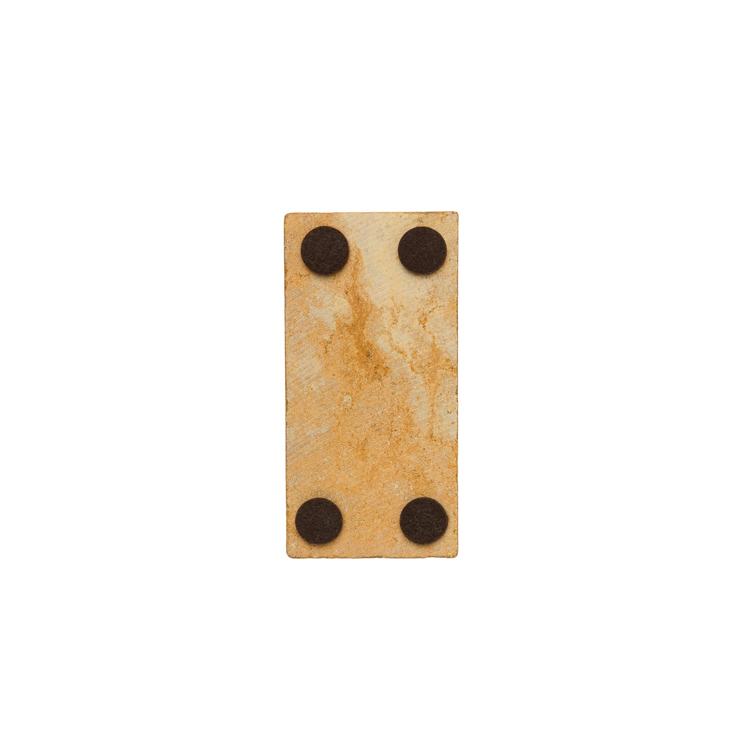 Längliche Travertin-Ablage Antique Gold, Rückseite, 7,5 × 15 cm