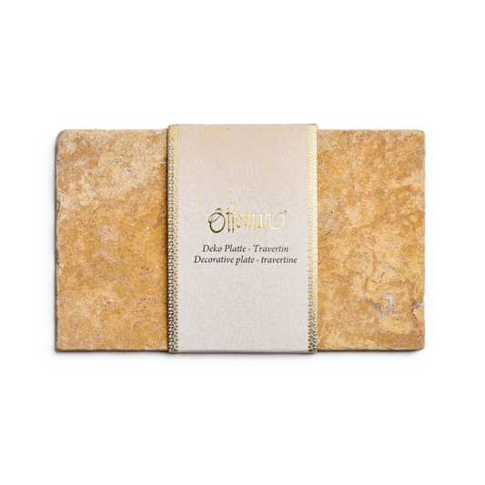 Antique Travertin Dekoplatte aus Travertin in Antique Gold, ca. 25 × 15 cm