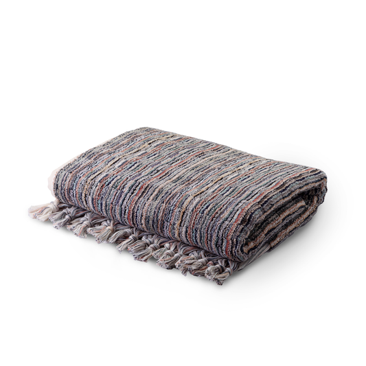 Badetuch Gece aus 100 % Baumwolle in dunkler Mehrfarboptik mit schlichtem Melange-Muster, 180 × 100 cm