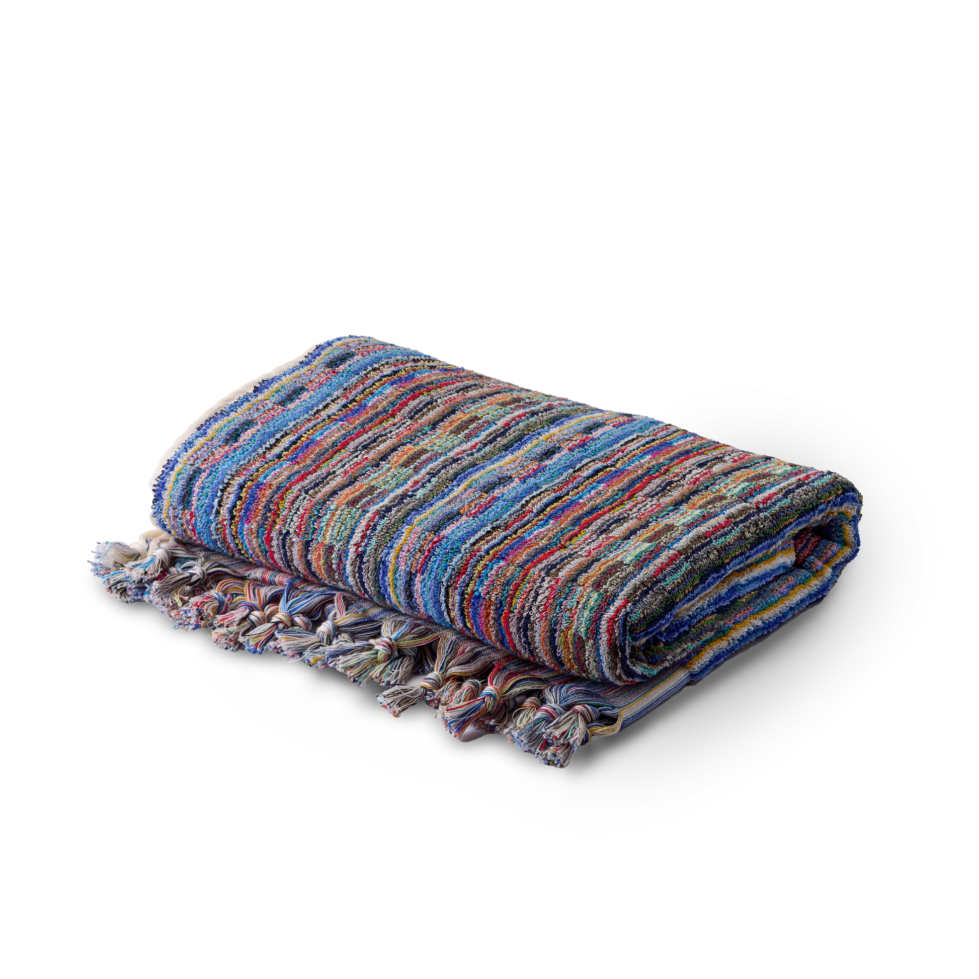Badetuch Kas aus 100 % Baumwolle mit buntem Strukturstreifenmuster, 180 × 100 cm