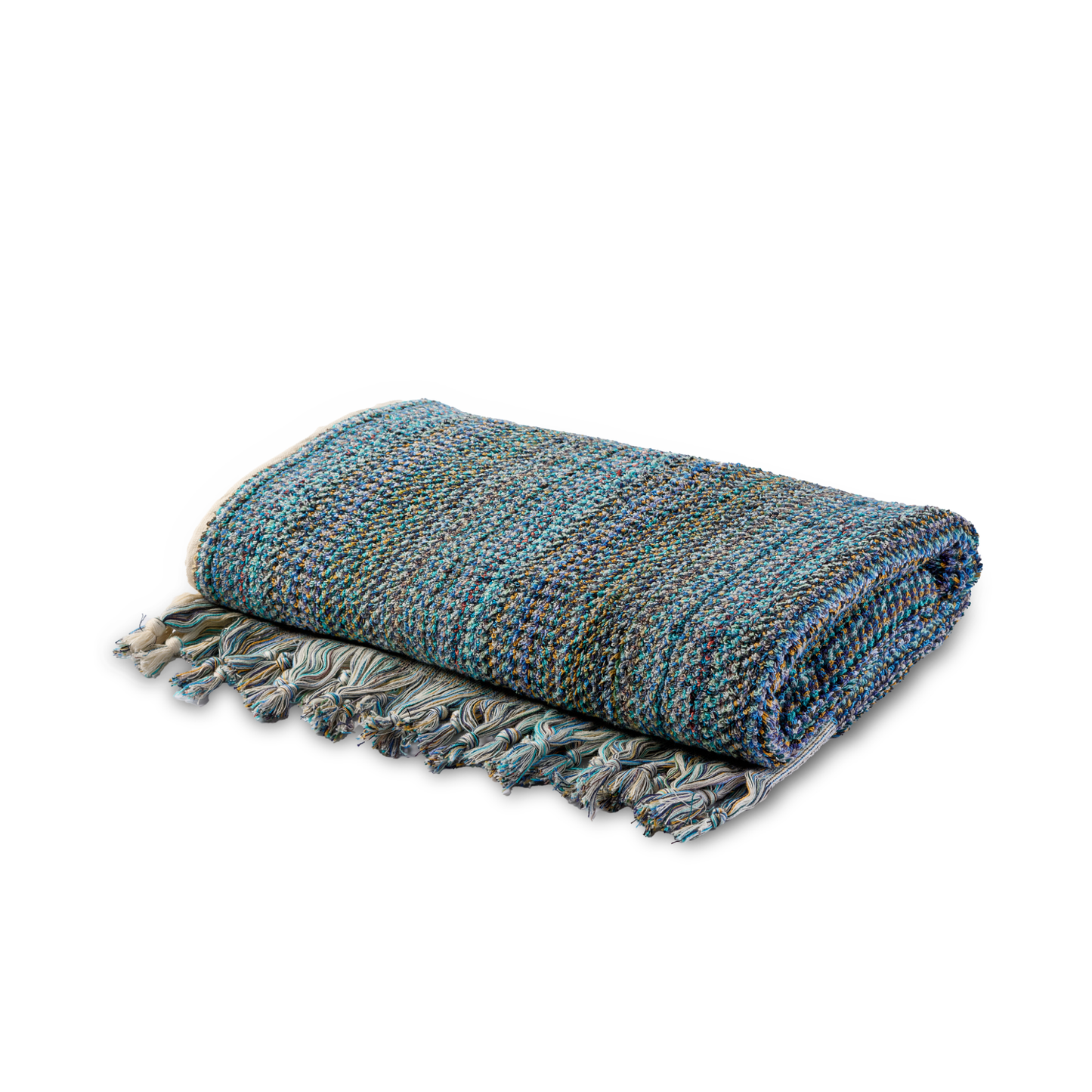 Badetuch Orientalia aus 100 % Baumwolle in Petrol mit feinem Streifenmuster, 180 × 100 cm