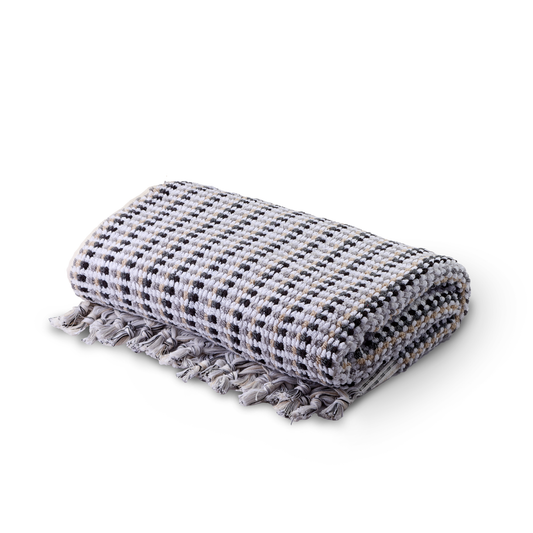 Badetuch Pasa aus 100 % Baumwolle mit grau-weißem Waffelmuster, 180 × 100 cm