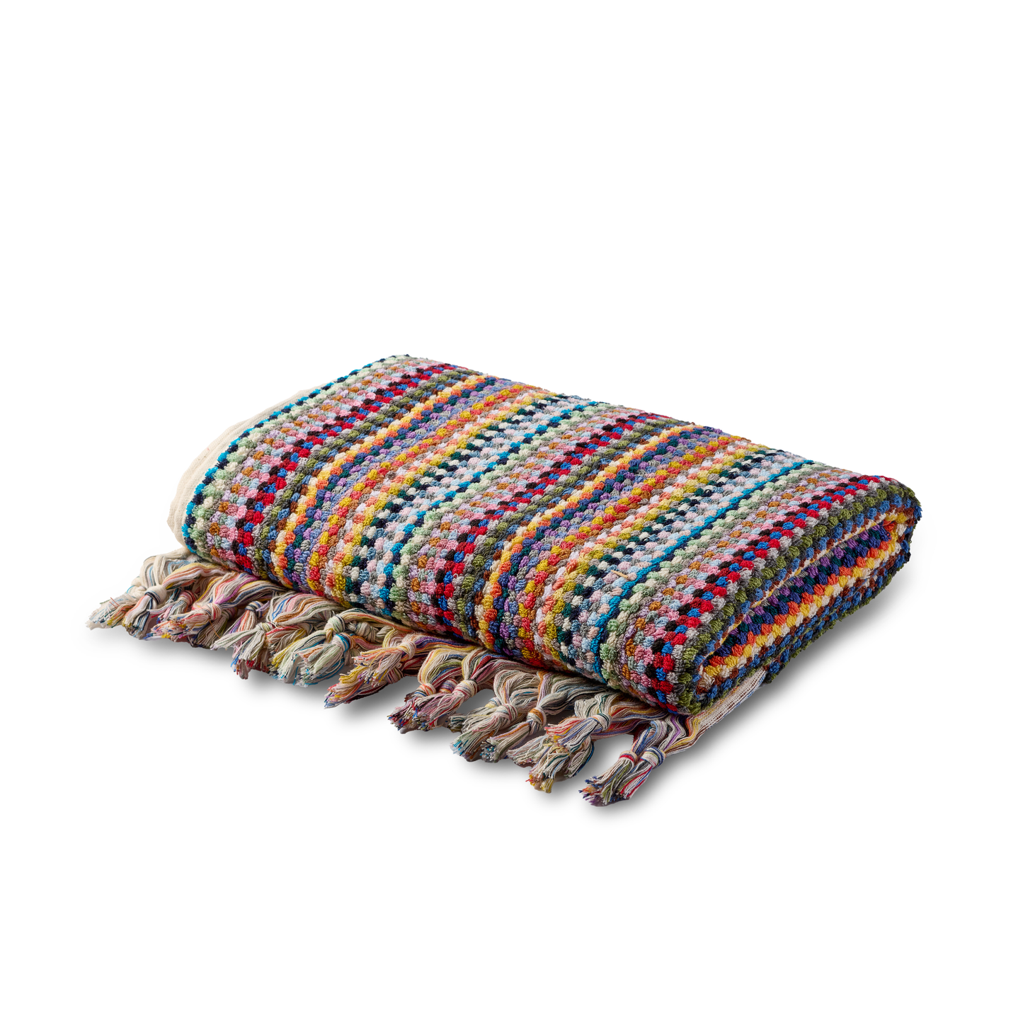 Badetuch Saray aus 100 % Baumwolle mit buntem Streifenmuster, 180 × 100 cm