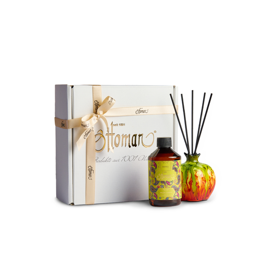 Duftset Brazil Lemon mit Raumduft-Diffuser Grün/Orange Größe S, 250 ml Refill und Geschenkbox