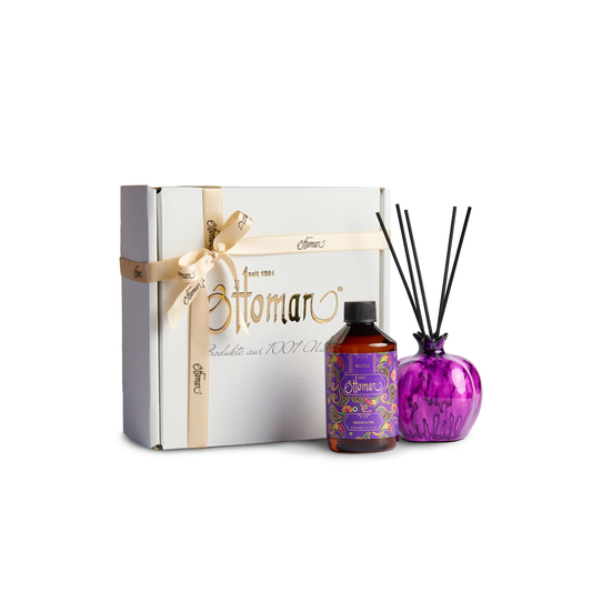 Duftset Smyrna Fig mit Raumduft-Diffuser Lila Größe S, 250 ml Refill und Geschenkbox