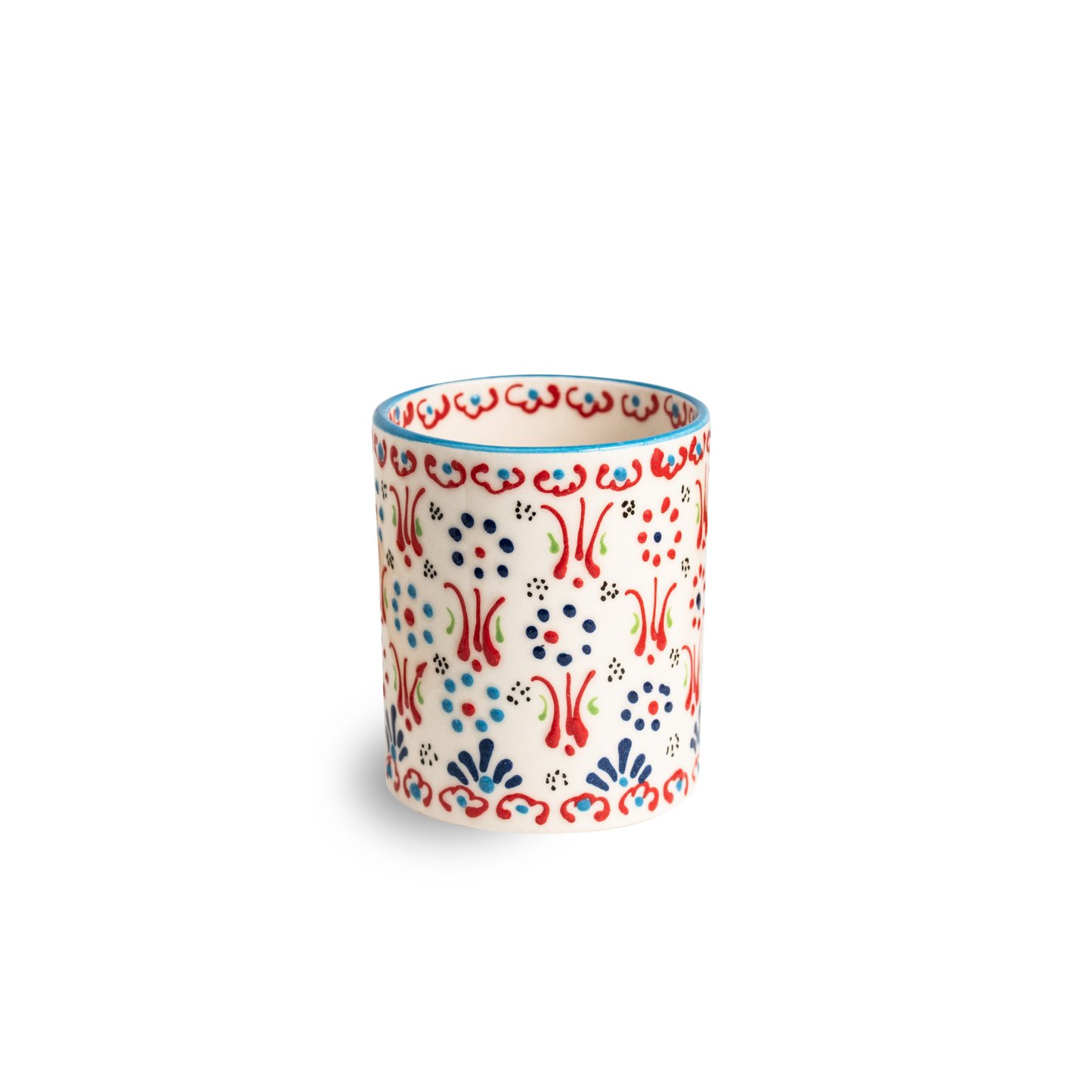 Handbemalter Keramikbehälter in Tavus Bunt & Türkis, aus 100 % Keramik, Durchmesser ca. 8,5 cm, Höhe ca. 10 cm