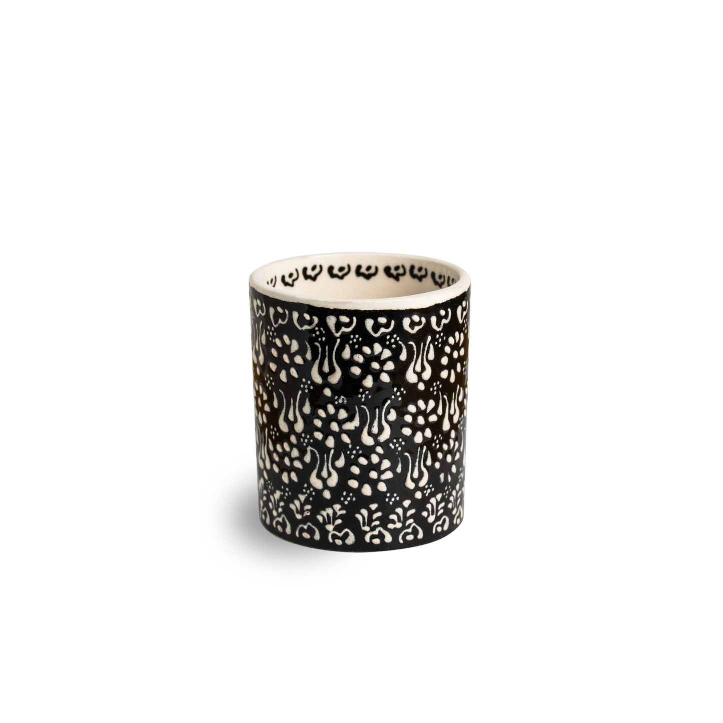 Handbemalter Keramikbehälter in Night Black, aus 100 % Keramik, Durchmesser ca. 8,5 cm, Höhe ca. 10 cm