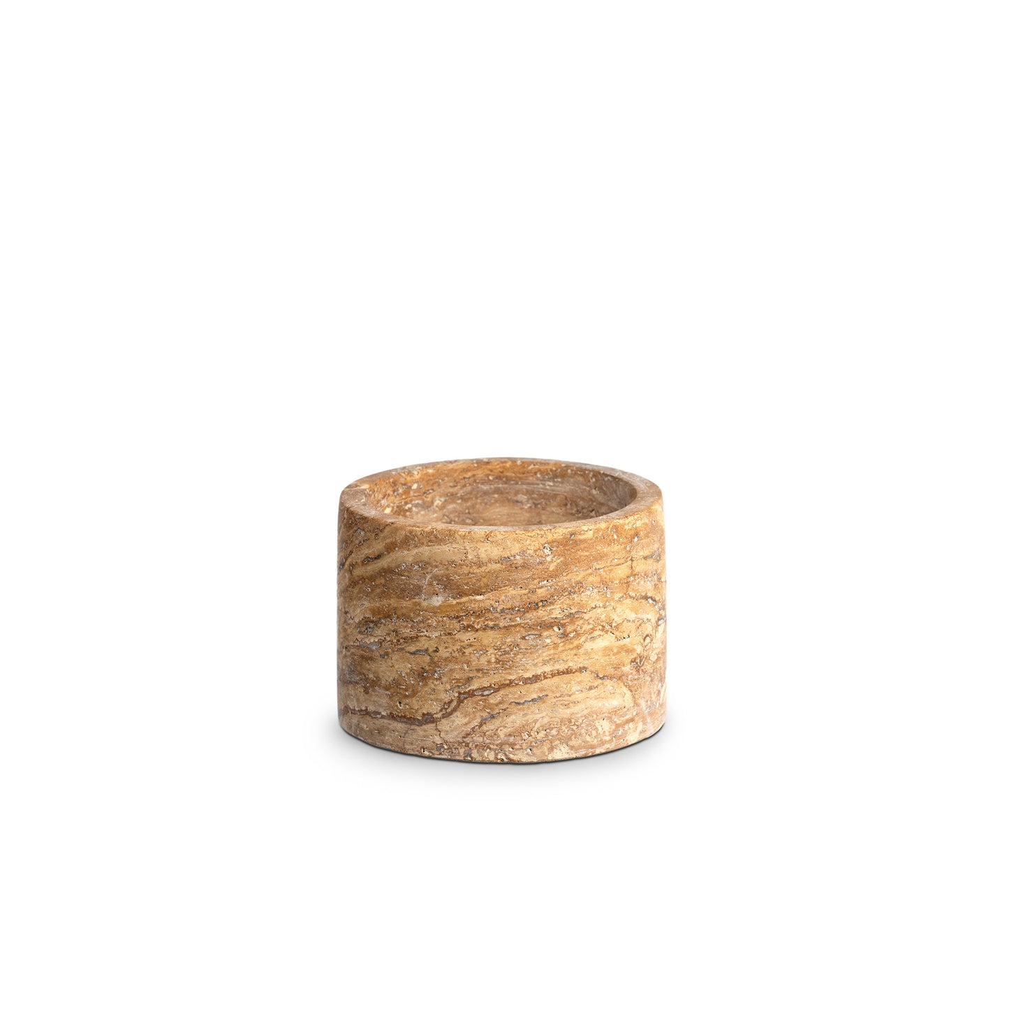 Travertin-Behälter Arinna in Antique Gold aus 100 % Travertin, Höhe 5 cm, Breite 10 cm, Tiefe 6 cm