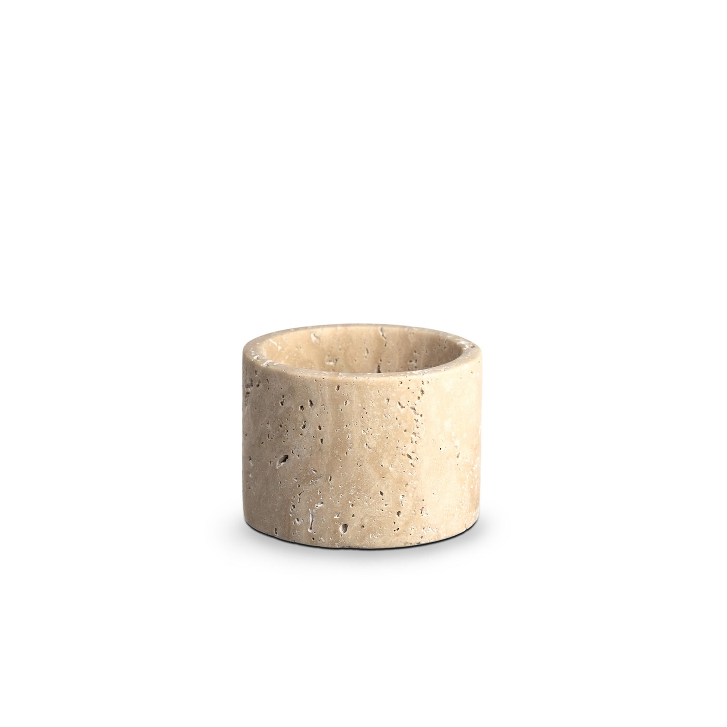 Travertin-Behälter Arinna in Light aus 100 % Travertin, Höhe 5 cm, Breite 10 cm, Tiefe 6 cm