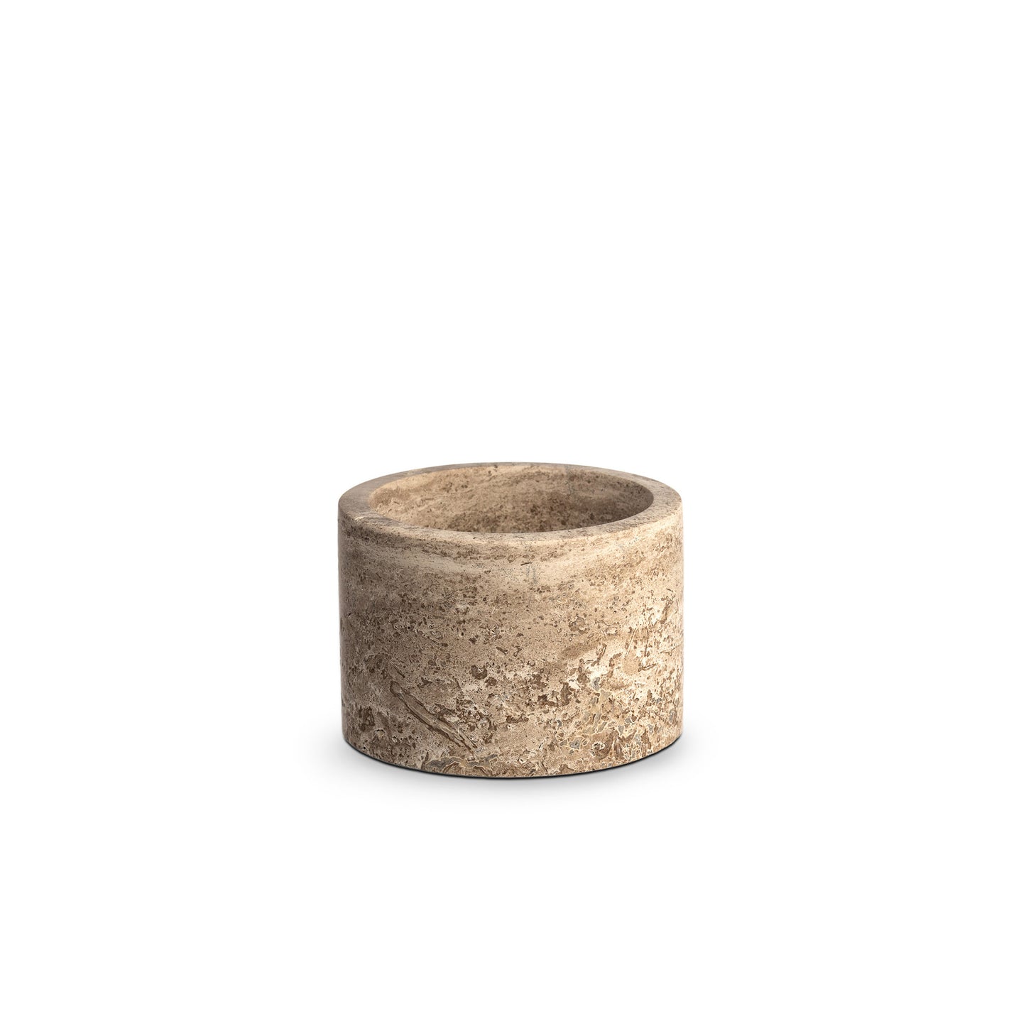 Travertin-Behälter Arinna in Noce aus 100 % Travertin, Höhe 5 cm, Breite 10 cm, Tiefe 6 cm