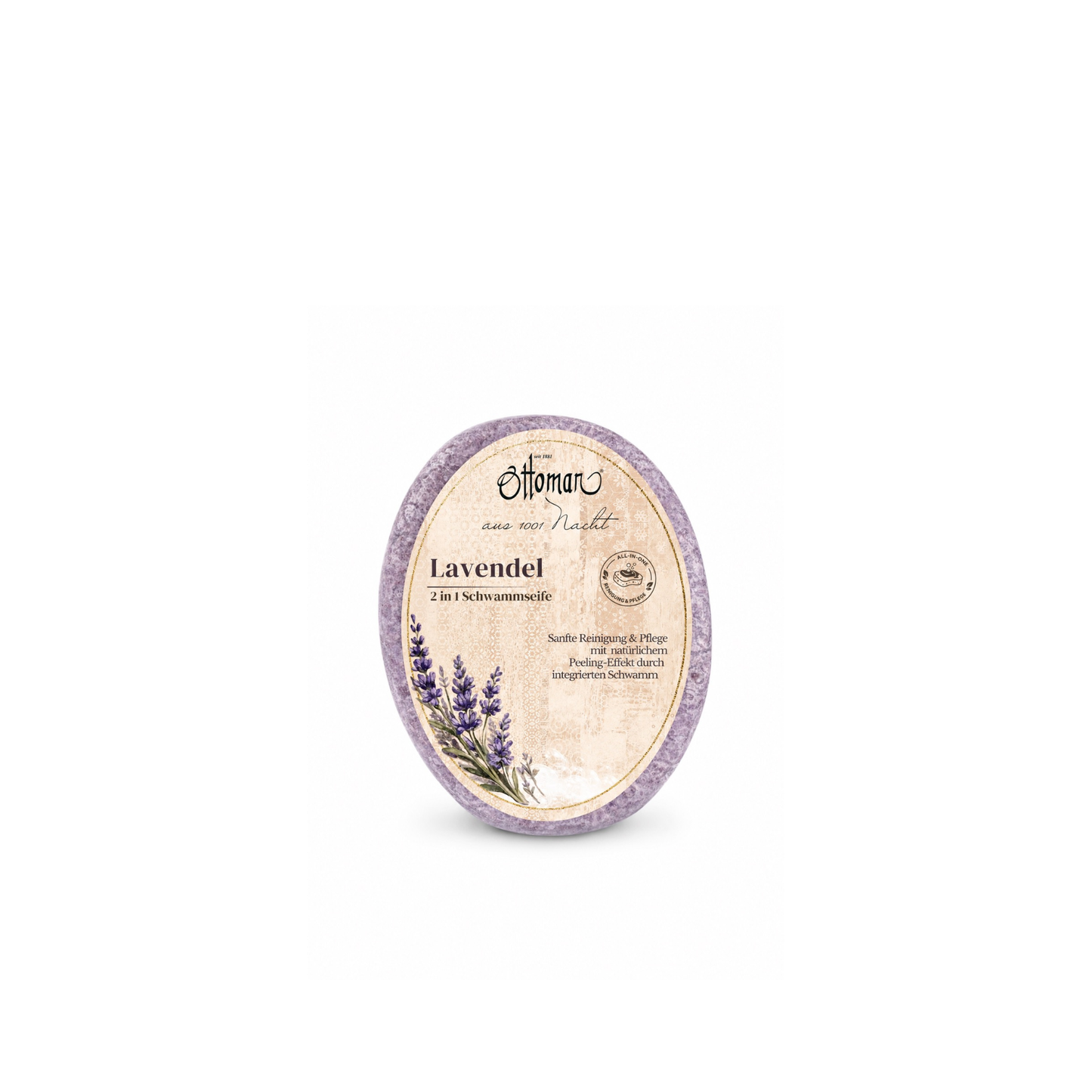 Körperseife-Lavendel mit integriertem Schwamm 