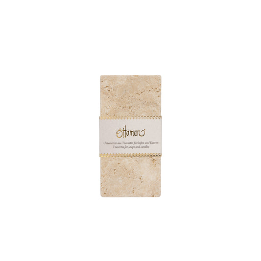 Längliche Travertin-Ablage Light aus 100 % Travertin, 7,5 × 15 cm