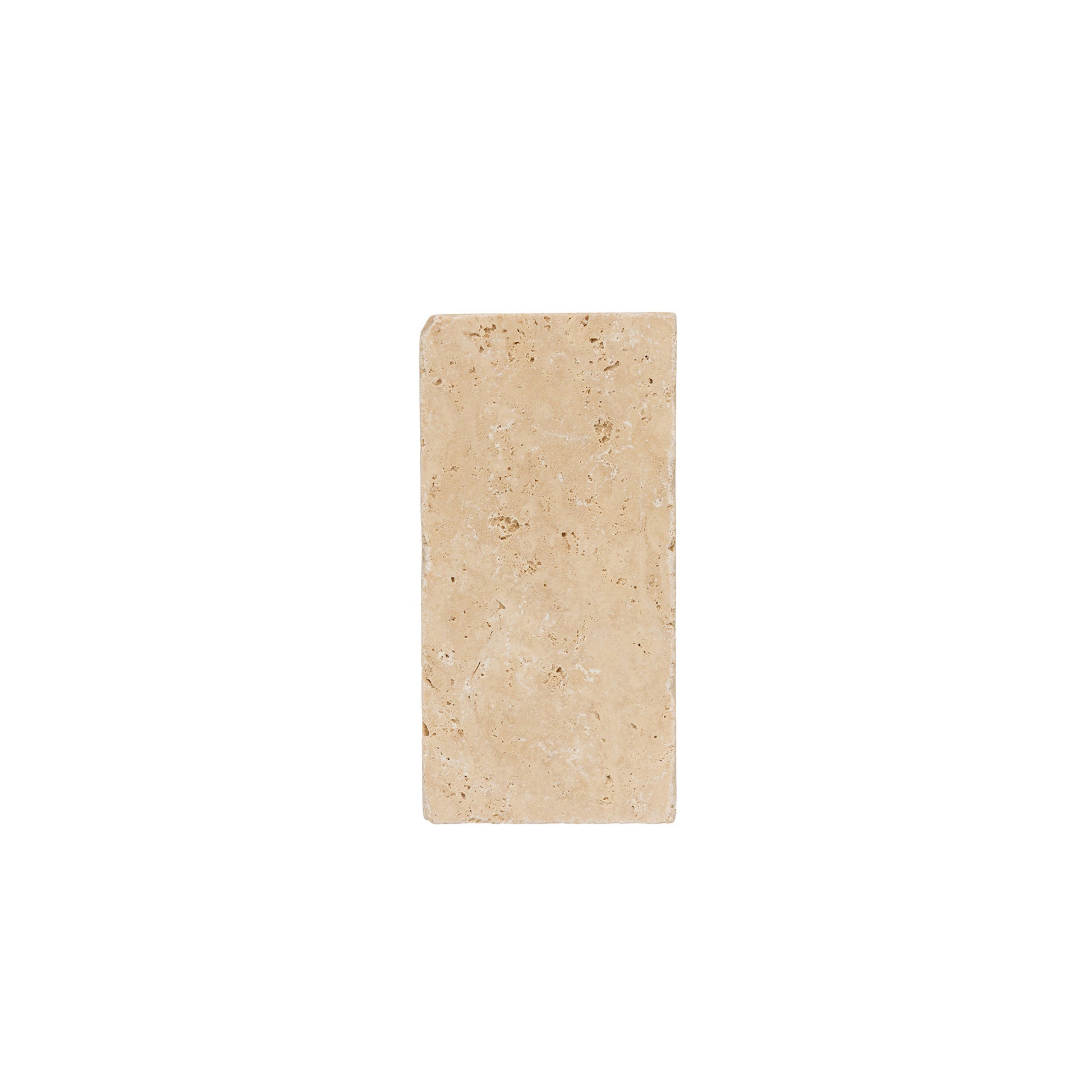 Längliche Travertin-Ablage Light aus 100 % Travertin, unverpackt, 7,5 × 15 cm