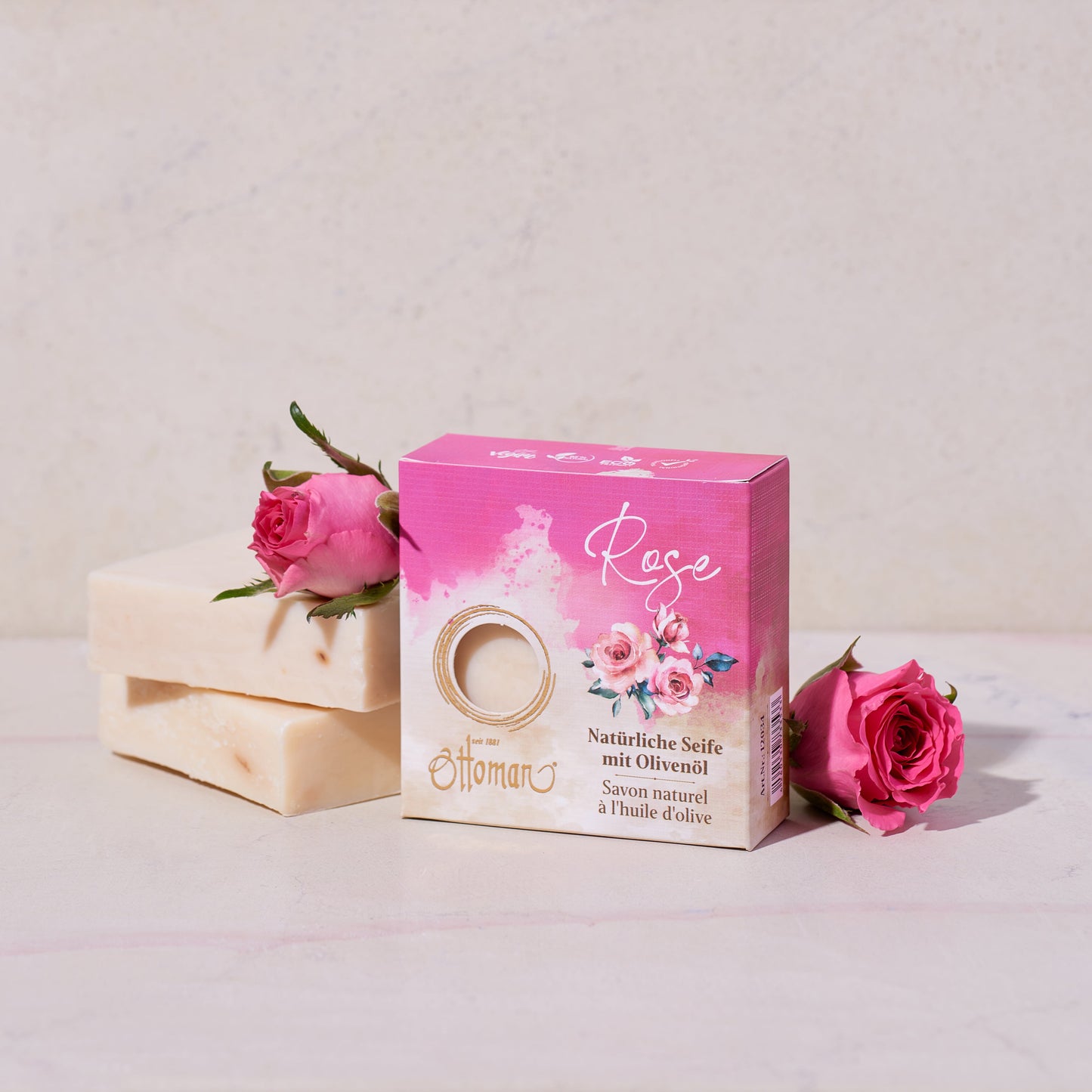 Naturseife aus Olivenöl - Rose