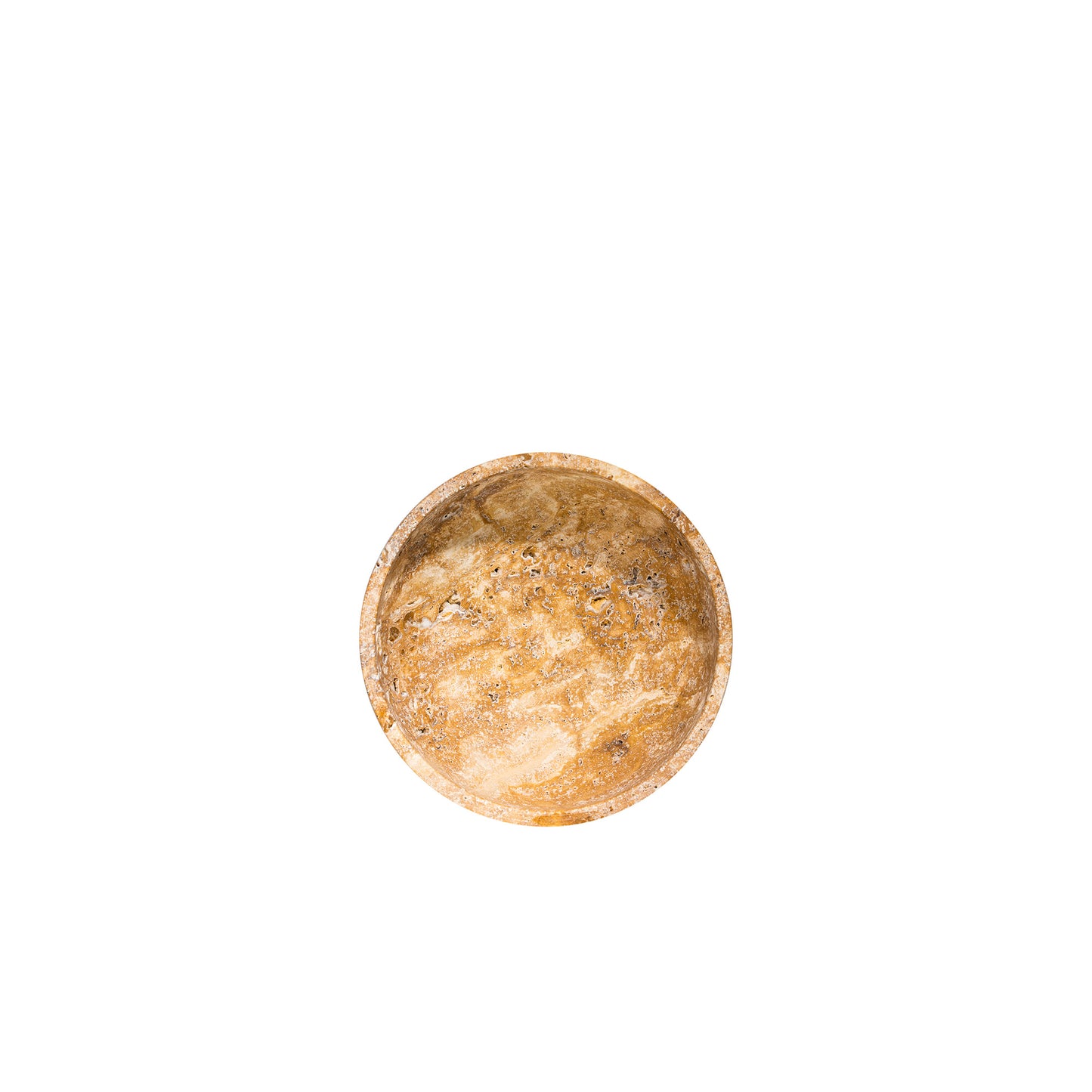 Travertinschale Mala in Antique Gold aus 100 % Travertin in Draufsicht, Höhe 5 cm, Breite 15 cm, Tiefe 5 cm