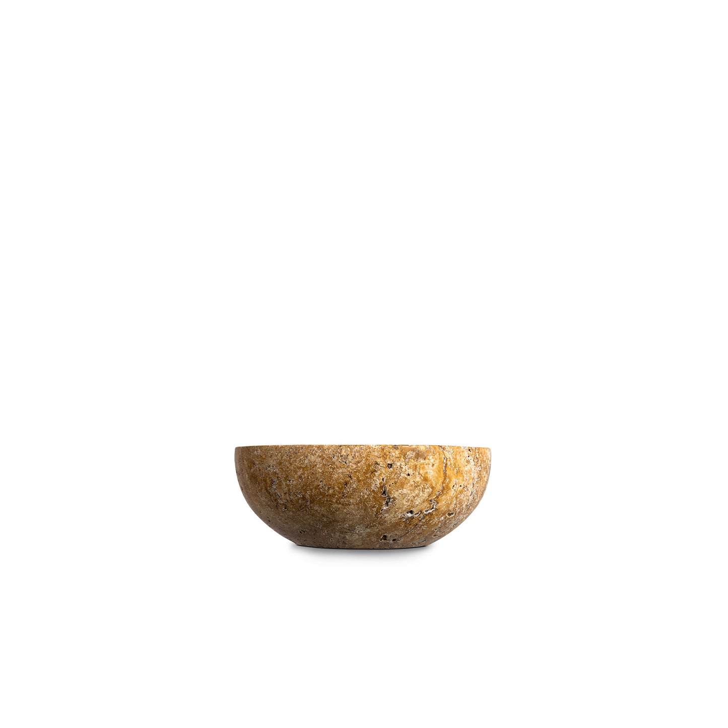 Travertin-Schale aus Travertin in Antikes Gold, H 5,5 cm, D 15 cm