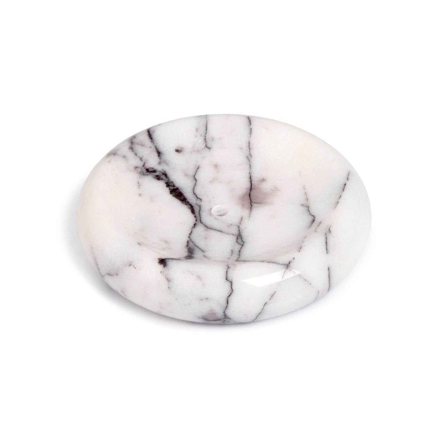 Seifenschale aus Marmor, aus 100 % Marmor, Durchmesser ca. 11,5 cm, Draufsicht