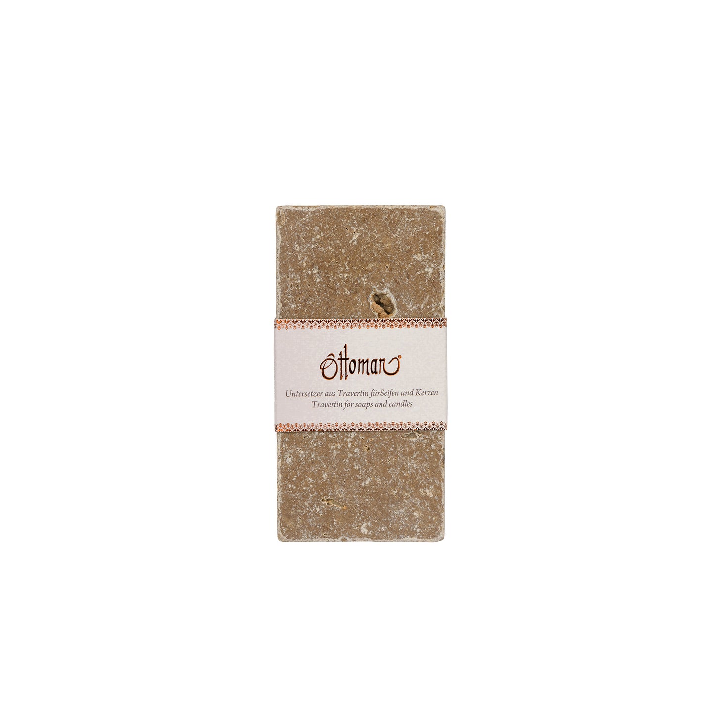Längliche Travertin-Ablage Noce aus 100 % Travertin, 7,5 × 15 cm