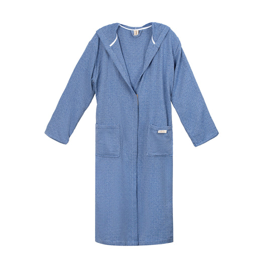 Bademantel Raute aus 100 % Baumwolle in Blau