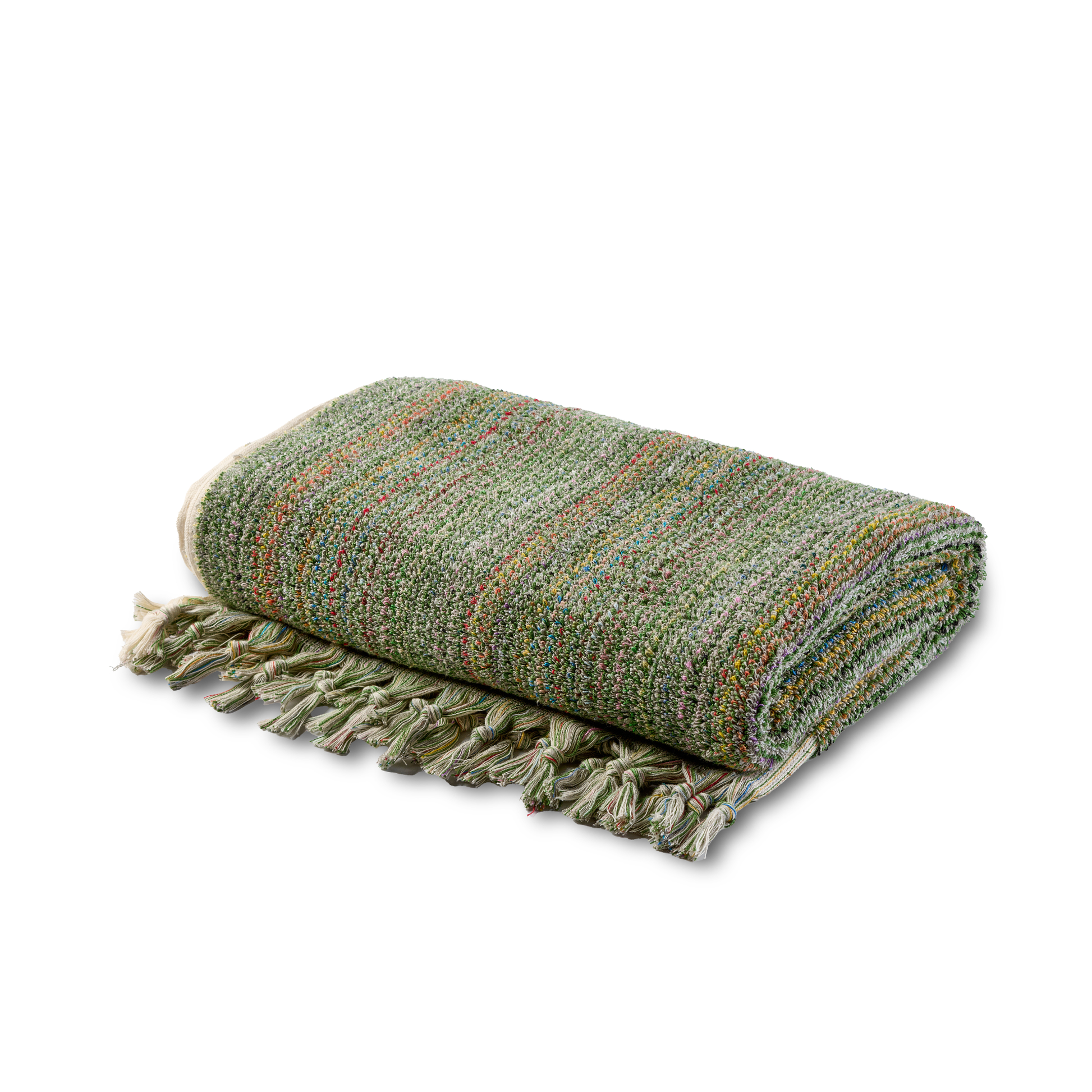 Badetuch Sinop aus 100 % Baumwolle in Olivgrün mit feinem Melange-Muster, 180 × 100 cm