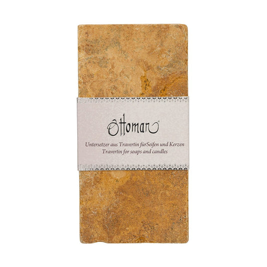 Längliche Travertin-Ablage in Antike Gold aus 100 % Travertin, 7,5 × 15 cm