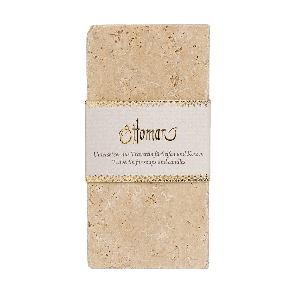 Längliche Travertin-Ablage Light aus 100 % Travertin, 7,5 × 15 cm