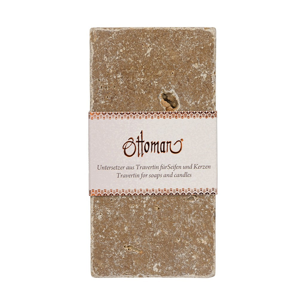 Längliche Travertin-Ablage Noce aus 100 % Travertin, 7,5 × 15 cm