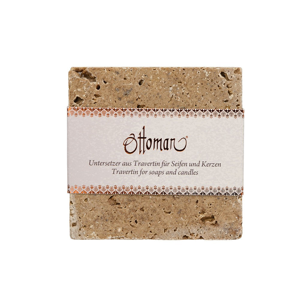 Quadratische Travertin-Ablage Noce aus 100 % Travertin, 10 × 10 cm