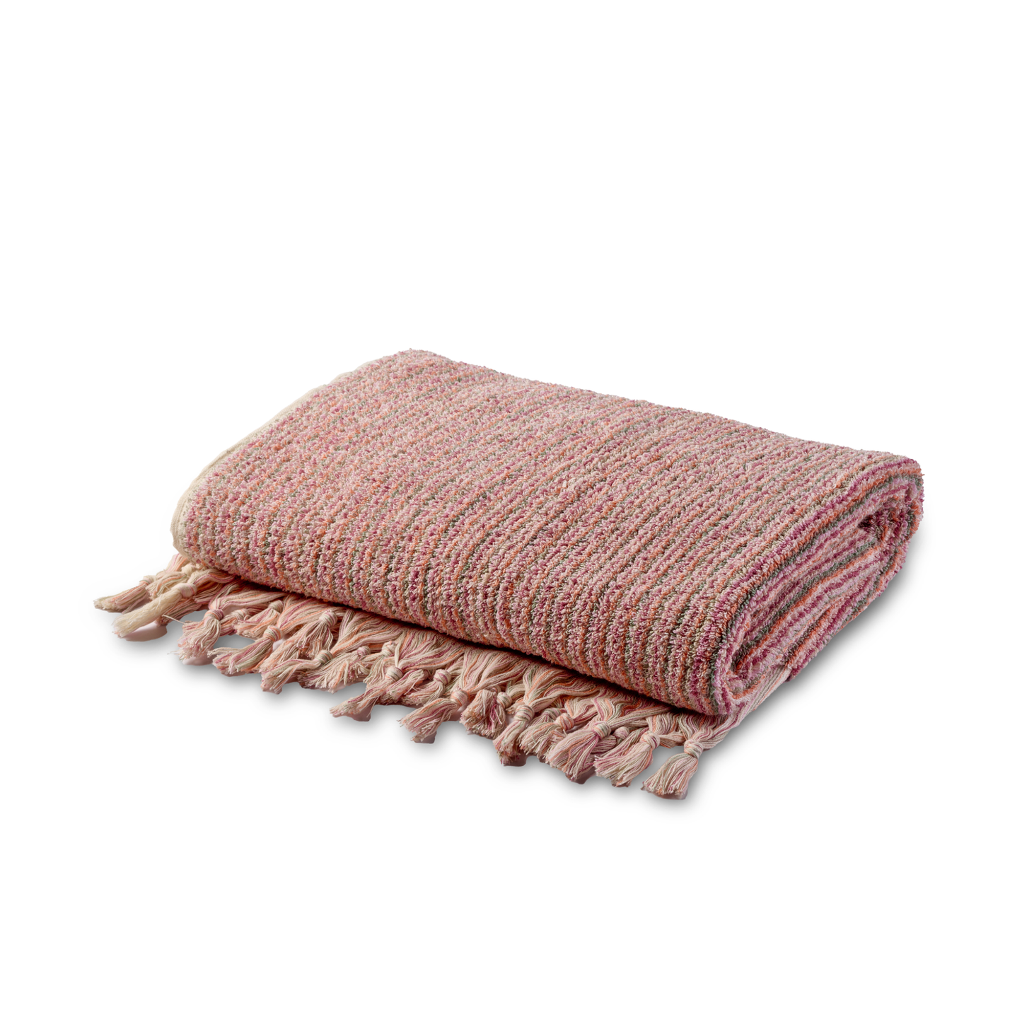 Badetuch Yazma aus 100 % Baumwolle in Altrosa mit feiner Melange-Struktur, 180 × 100 cm