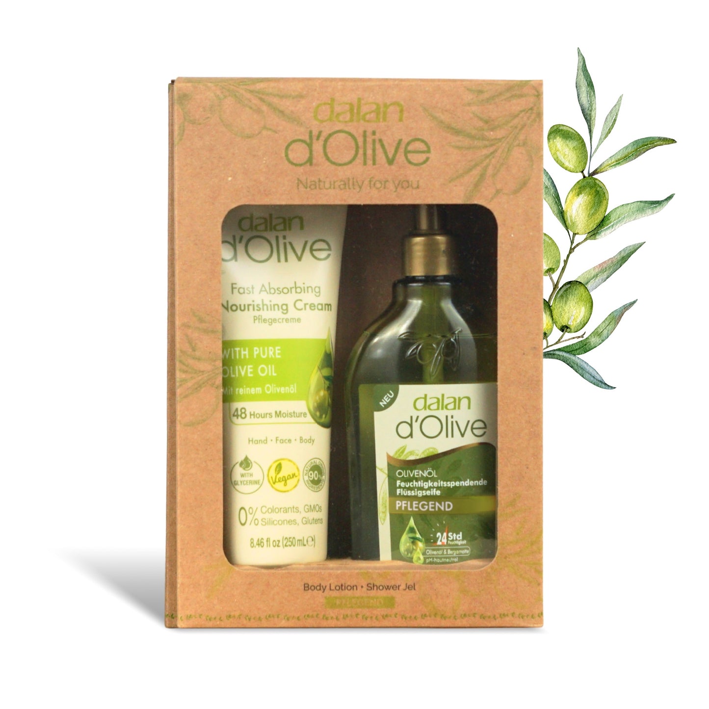 Dalan d'Olive Geschenkset Flüssigseife & Bodycreme