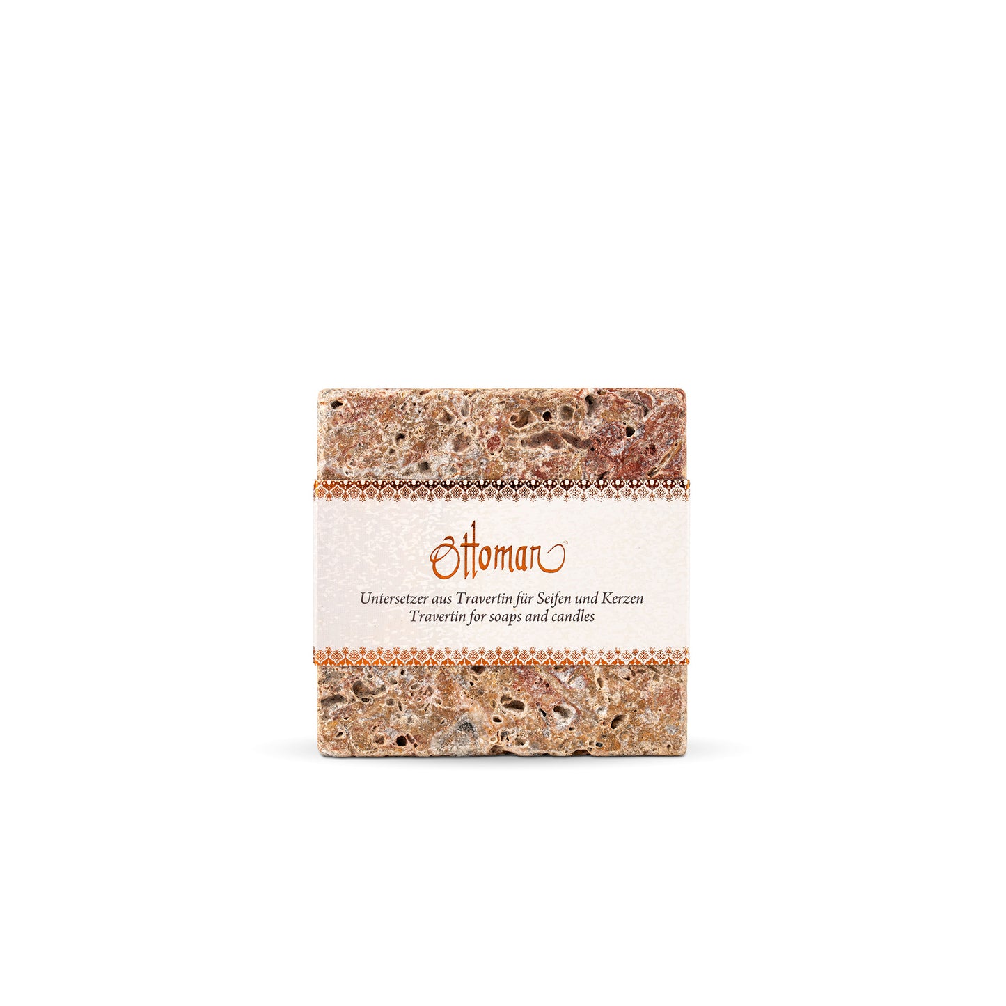 Quadratische Travertin-Ablage Antik aus 100 % Travertin, 10 × 10 cm