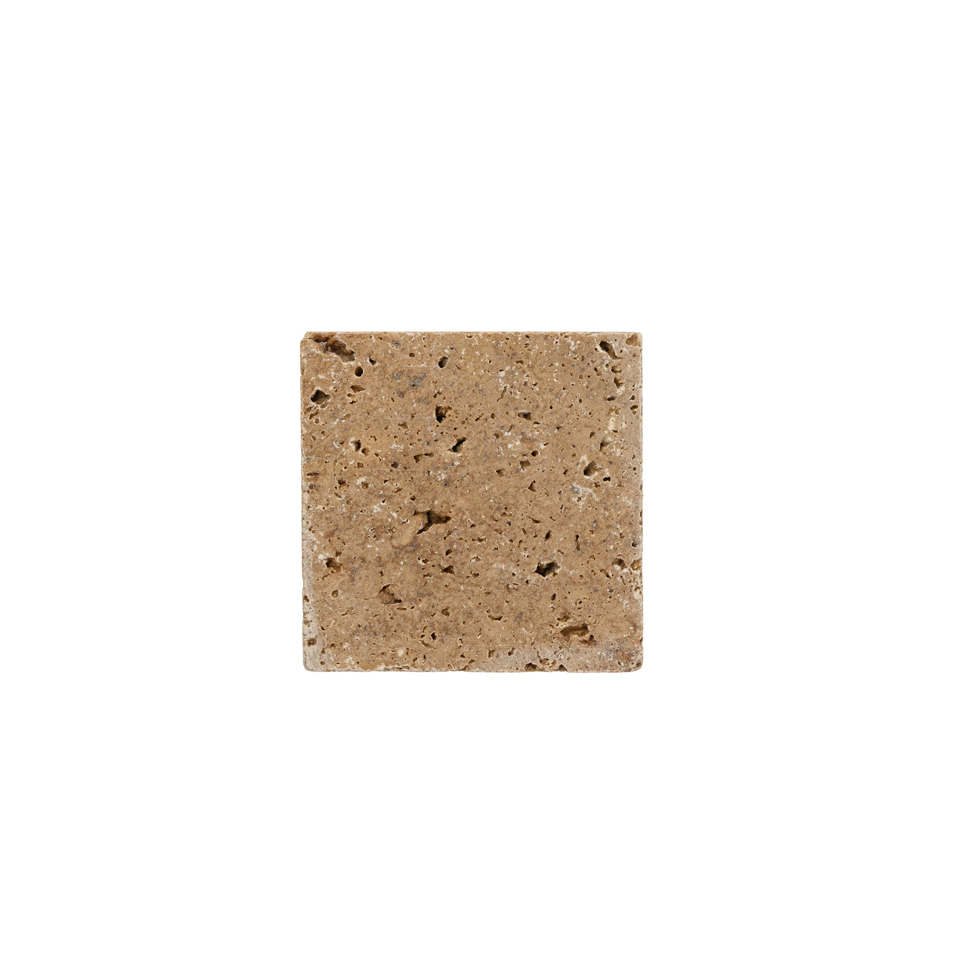 Quadratische Travertin-Ablage Noce aus 100 % Travertin, ohne Verpackung, 10 × 10 cm
