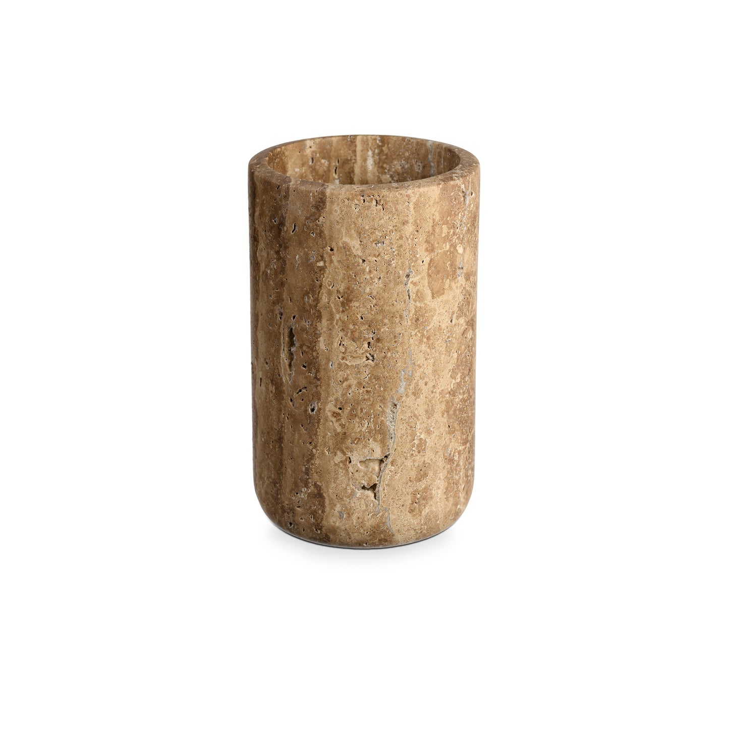 Weinbehälter in Cappucino aus 100 % Travertin, 20 cm Höhe und 12 cm Durchmesser