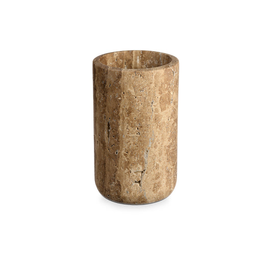 Weinbehälter in Cappucino aus 100 % Travertin, 20 cm Höhe und 12 cm Durchmesser