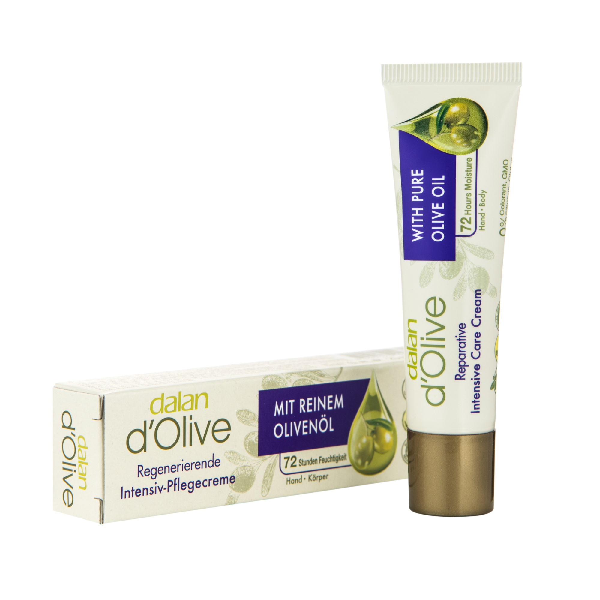 d´Olive 3er Geschenkset im Karton - Hand & Bodycreme 60 ml, Hautreinigungsseife 100 g, Handcreme 20 ml