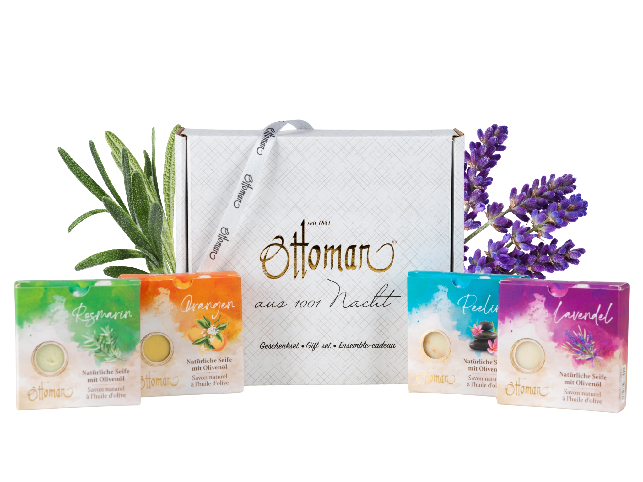 Ottoman Natürliche Olivenölseife 4er Set Nr.2 in Geschenkschachtel