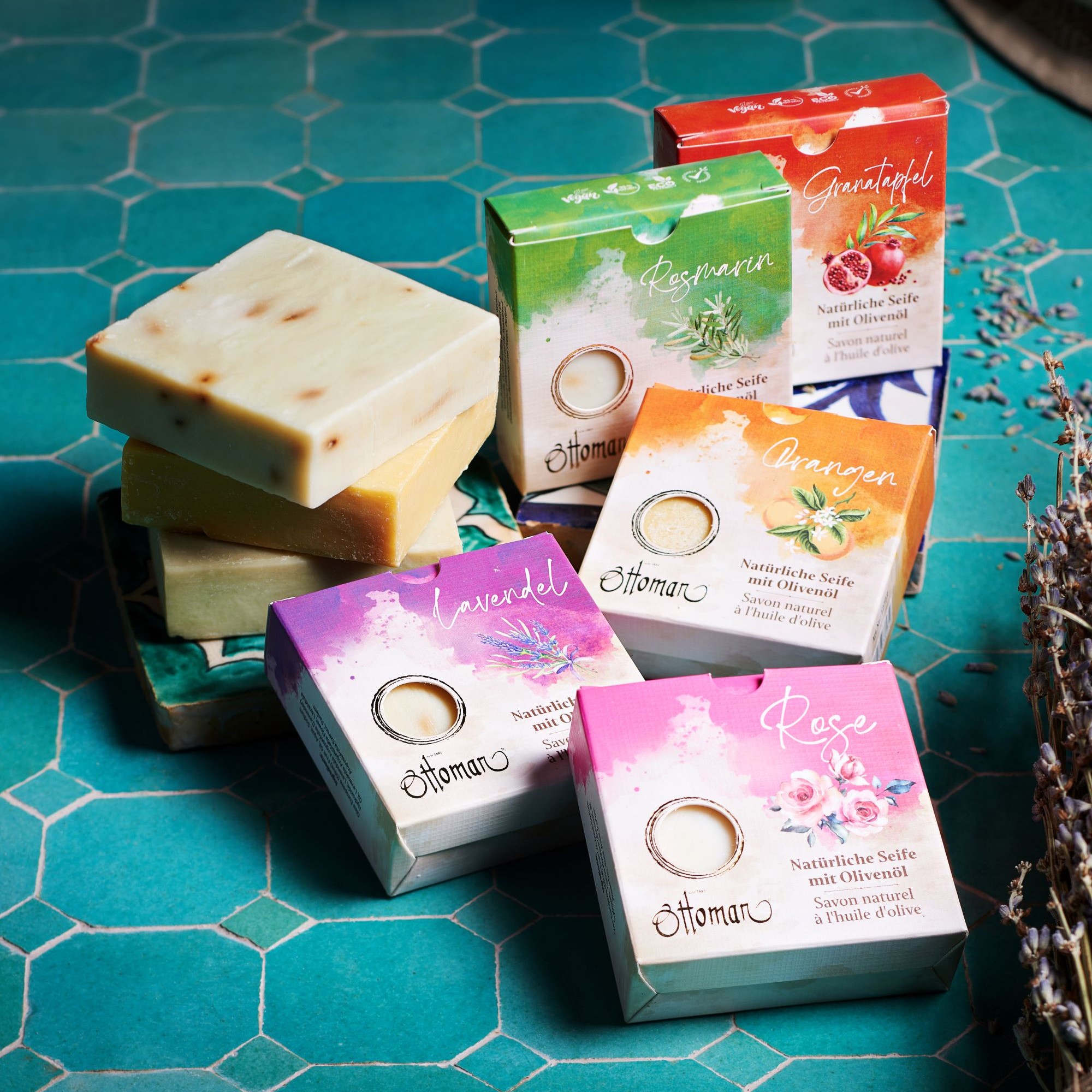 Ottoman Natural Olive Oil Soap 4 Soap Set No.1 in Gift Box (120g each)