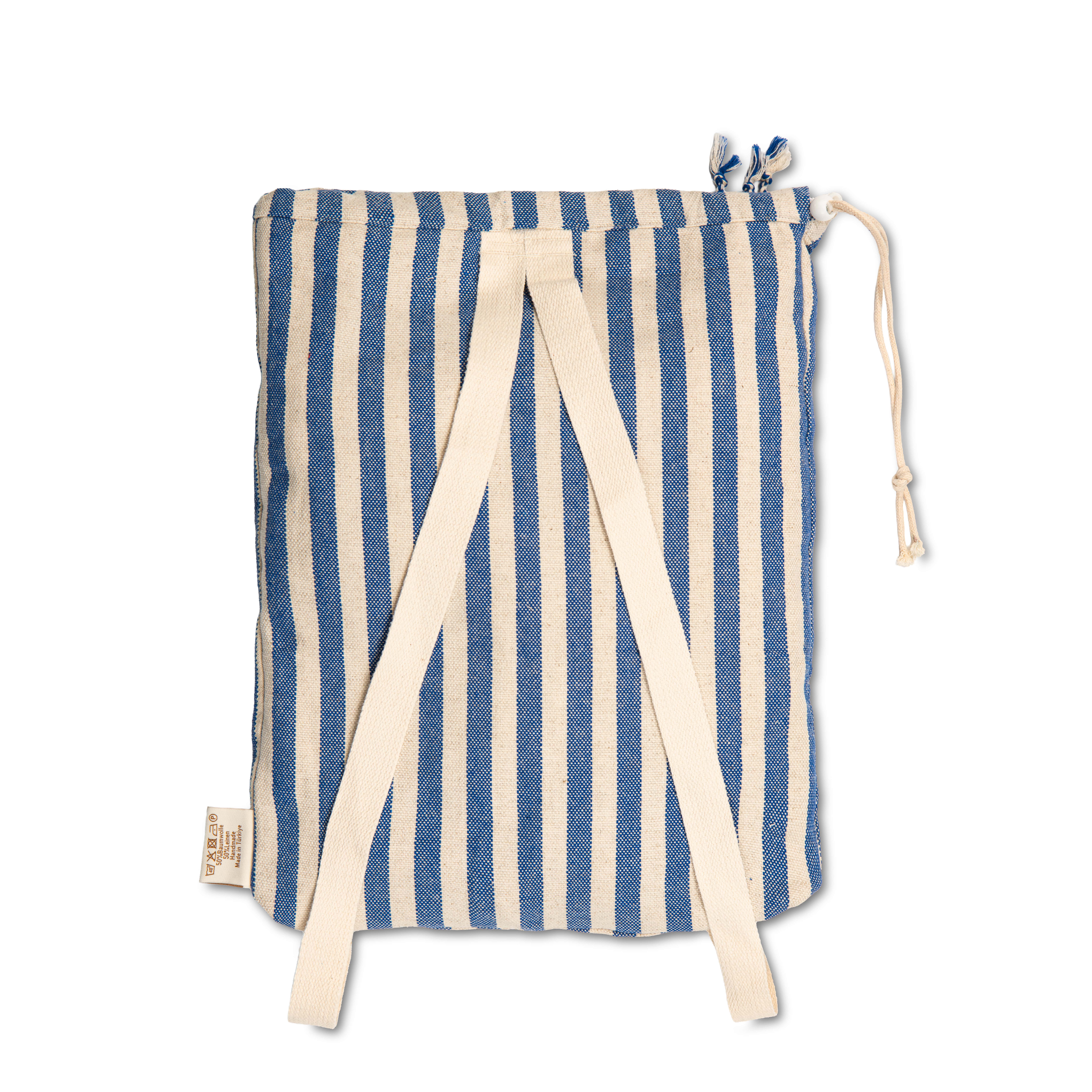 2-in-1 Striped Beach Backpack with Hammam Towel